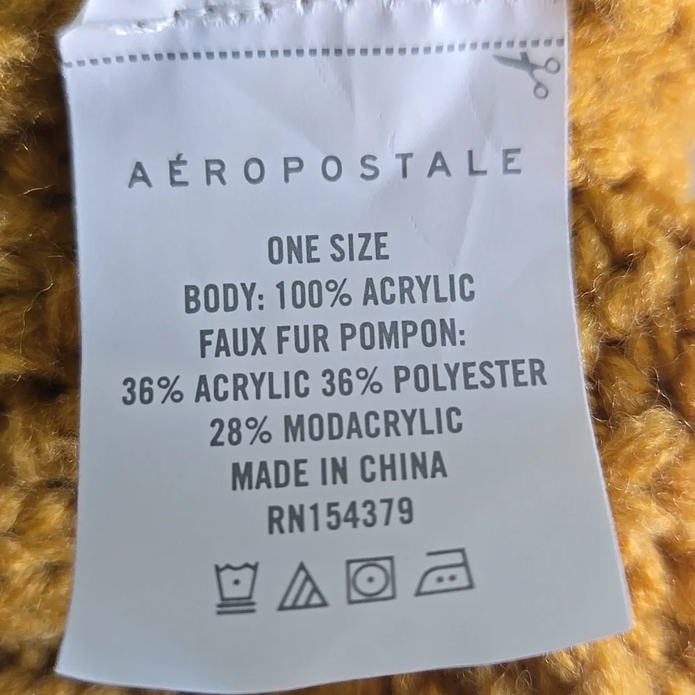 Aeropostale Mustard Knit Hat and Scarf Set